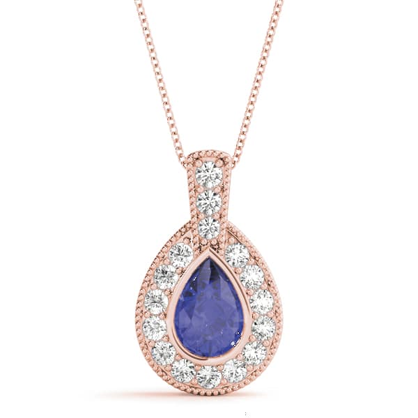 Pear Gemstone Pendant (3/8 ct. tw.), Front view in rose gold