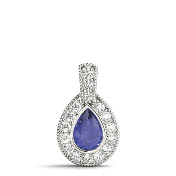 Pear Gemstone Pendant (3/8 ct. tw.), On hand view in white gold or platinum