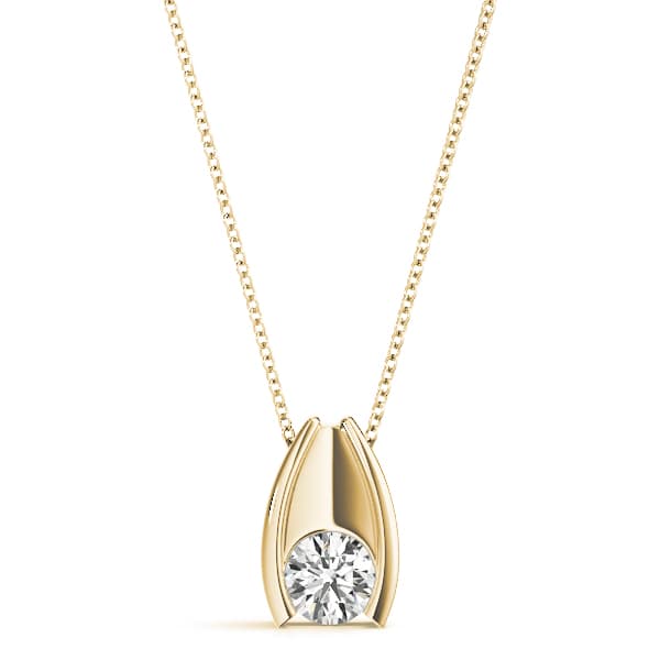 Solitaire Pendant (3/8 ct. tw.), Front view in yellow gold