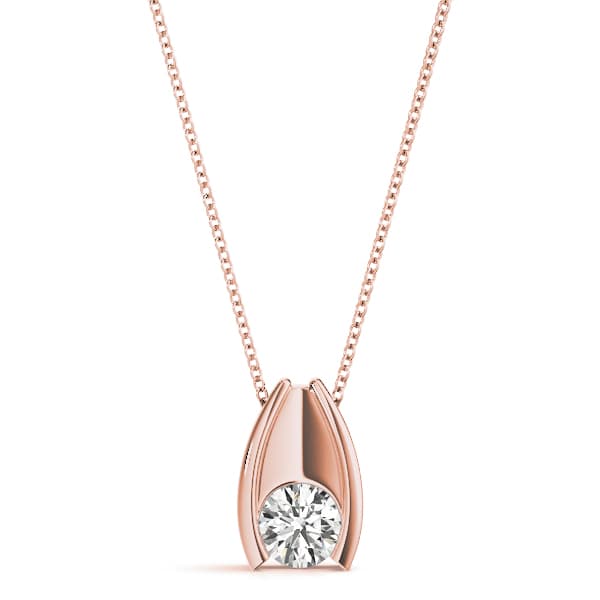 Solitaire Pendant (1/3 ct. tw.), Front view in rose gold