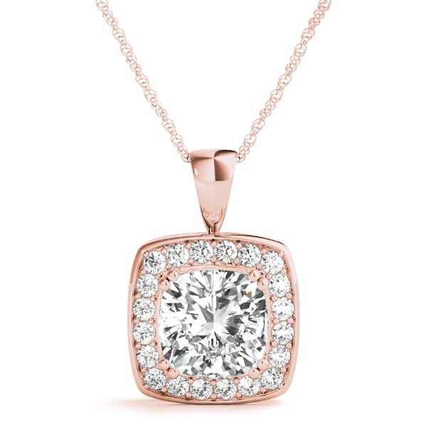 Halo Pendant (0.2 ct. tw.), Front view in rose gold