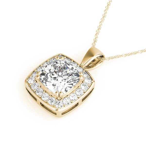 Halo Pendant (0.2 ct. tw.), Side view in yellow gold
