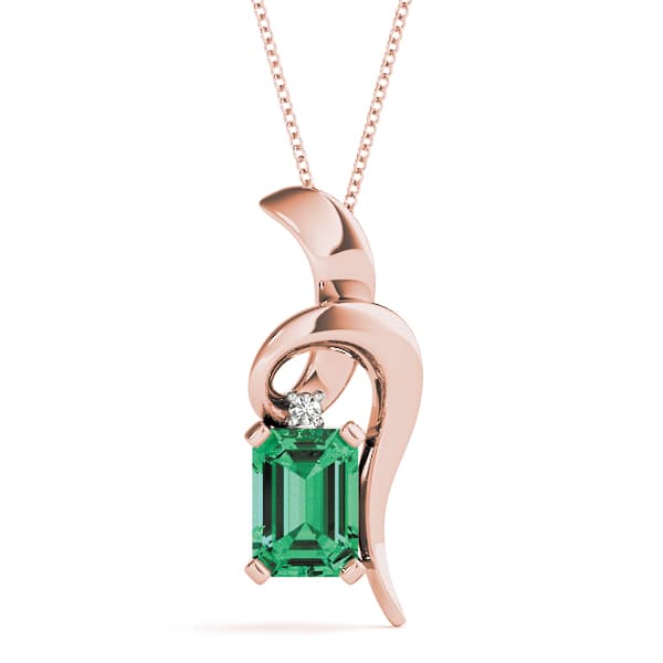 Emerald Gemstone Pendant (0 ct. tw.), Front view in rose gold