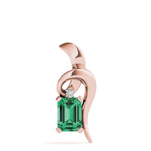 Emerald Gemstone Pendant (0 ct. tw.), On hand view in rose gold