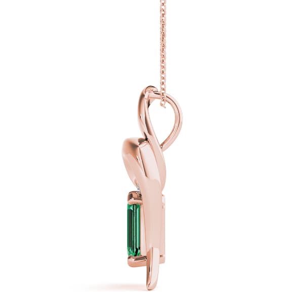 Emerald Gemstone Pendant (0 ct. tw.), Side view in rose gold