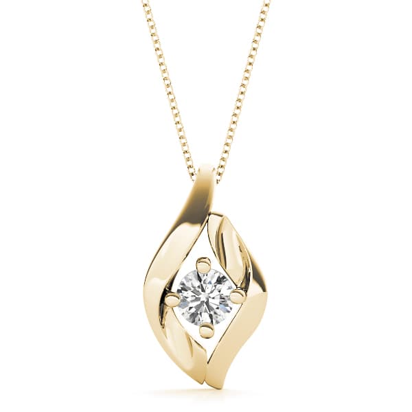 Solitaire Swirl Fashion Pendants (1/3 ct. tw.), Front view in yellow gold