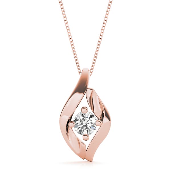 Solitaire Swirl Fashion Pendants (1/3 ct. tw.), Front view in rose gold