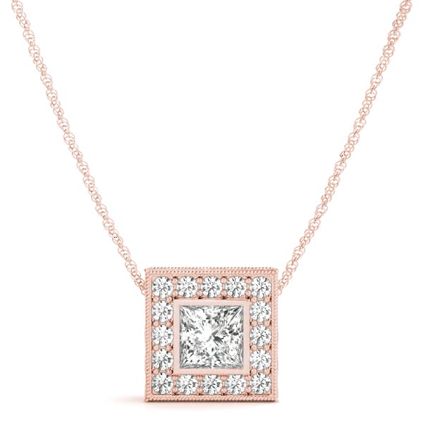Halo Pendant (1/4 ct. tw.), Front view in rose gold