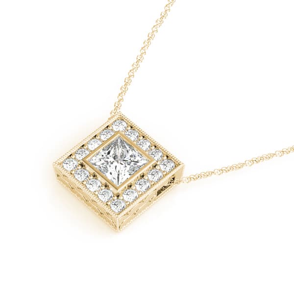 Halo Pendant (1/4 ct. tw.), Side view in yellow gold