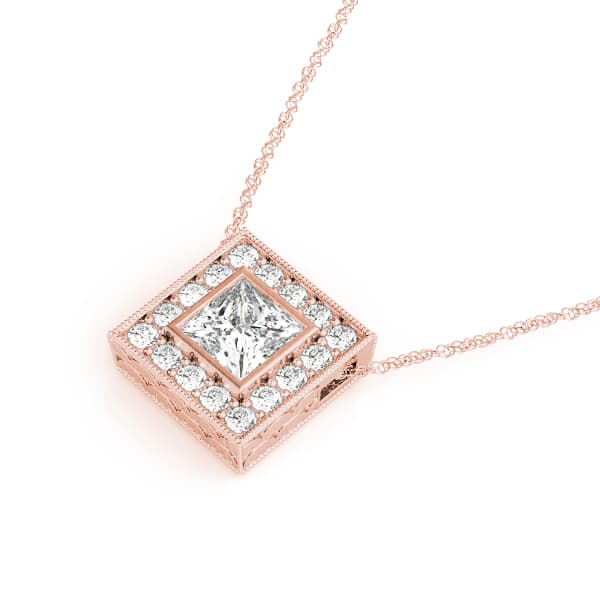 Halo Pendant (1/4 ct. tw.), Side view in rose gold