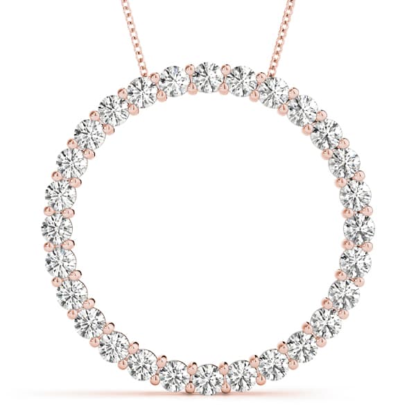 Prong Circle Pendant (0.99 ct. tw.), Front view in rose gold