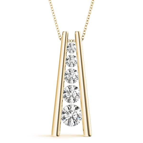 Dual Bar Journey Pendant (2 ct. tw.), Front view in yellow gold