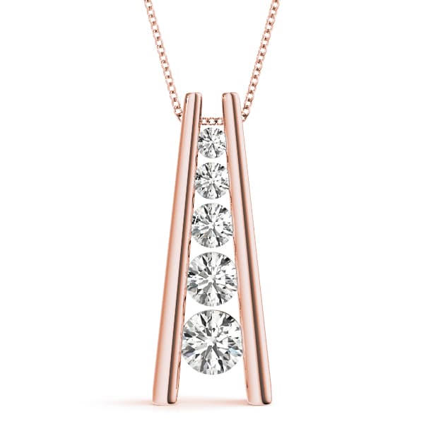 Dual Bar Journey Pendant (3/4 ct. tw.), Front view in rose gold