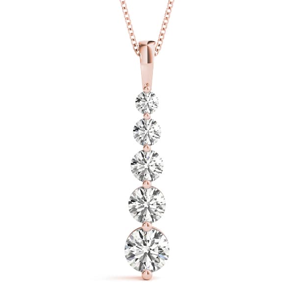 5-Stone Drop Pendant (2 ct. tw.), Front view in rose gold