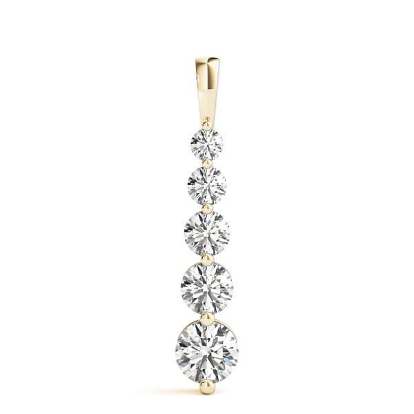 5-Stone Drop Pendant (2 ct. tw.), On hand view in yellow gold
