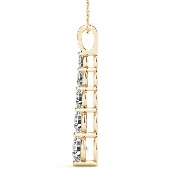5-Stone Drop Pendant (2 ct. tw.), Side view in yellow gold