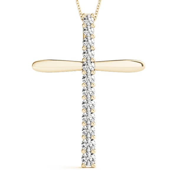 Religious Cross Pendant (1/2 ct. tw.), Front view in yellow gold