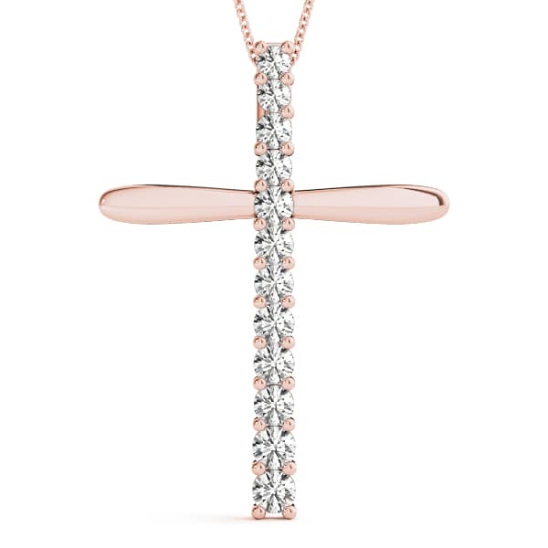 Religious Cross Pendant (3/4 ct. tw.), Front view in rose gold