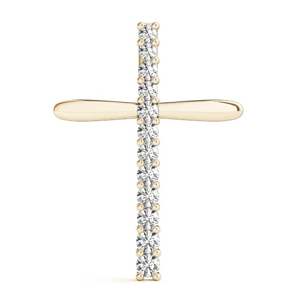 Religious Cross Pendant (1/2 ct. tw.), On hand view in yellow gold
