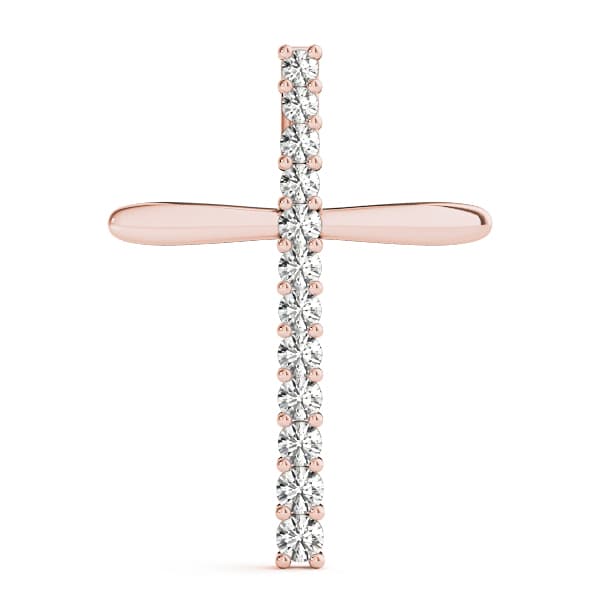 Religious Cross Pendant (3/4 ct. tw.), On hand view in rose gold