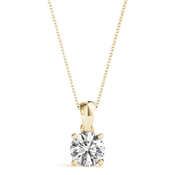 Solitaire Round Pendant, Front view in yellow gold