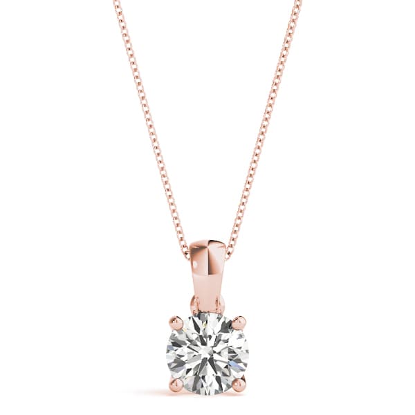 Solitaire Round Pendant (3/4 ct. tw.), Front view in rose gold