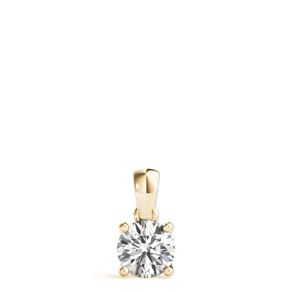Solitaire Round Pendant, On hand view in yellow gold