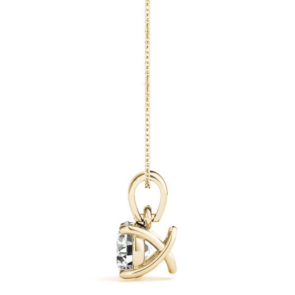 Solitaire Round Pendant, Side view in yellow gold