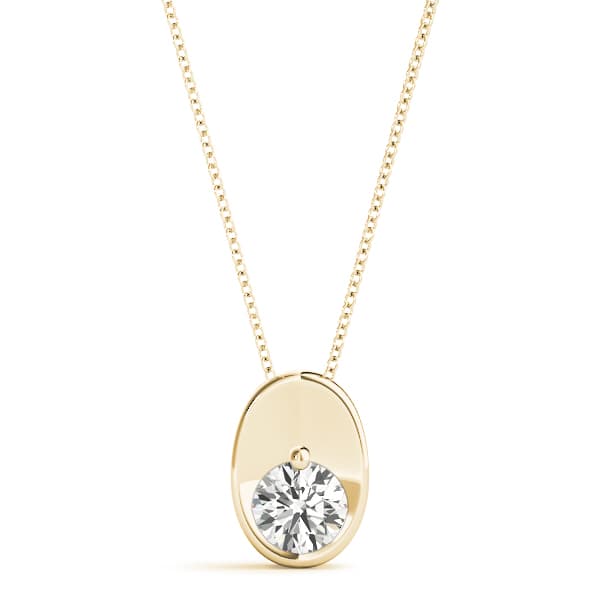 Oval Solitaire Pendant (1/2 ct. tw.), Front view in yellow gold