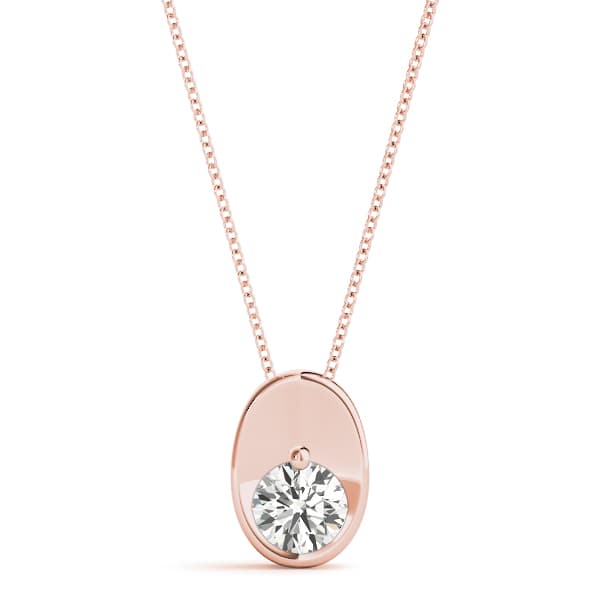 Oval Solitaire Pendant (1/2 ct. tw.), Front view in rose gold