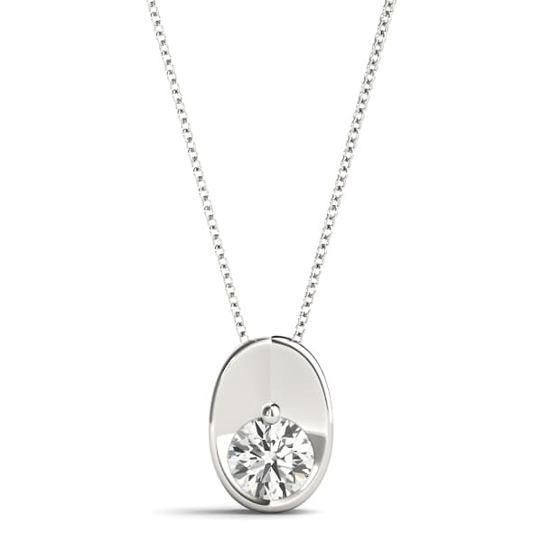 Oval Shape Solitaire Pendant — 1/2 CT — View 1