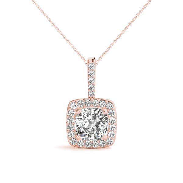 Cushion Halo Pendant (0.19 ct. tw.), Front view in rose gold