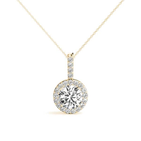 Round Halo Pendant (0.22 ct. tw.), Front view in yellow gold