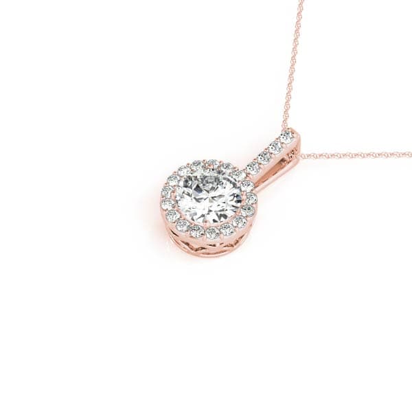 Round Halo Pendant (0.19 ct. tw.), Side view in rose gold