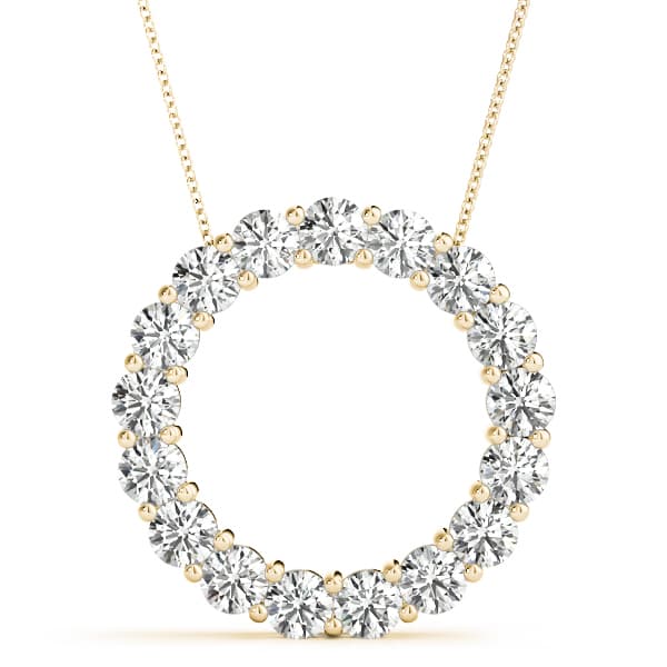 Shared Prong Circle Pendant (3.06 ct. tw.), Front view in yellow gold