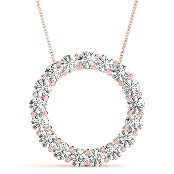 Shared Prong Circle Pendant (3.96 ct. tw.), Front view in rose gold