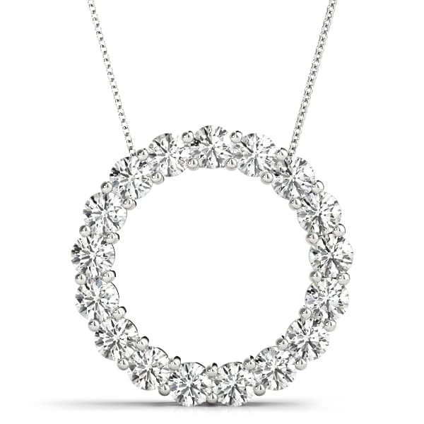 Shared Prong Circle Pendant — 3 CT — View 1