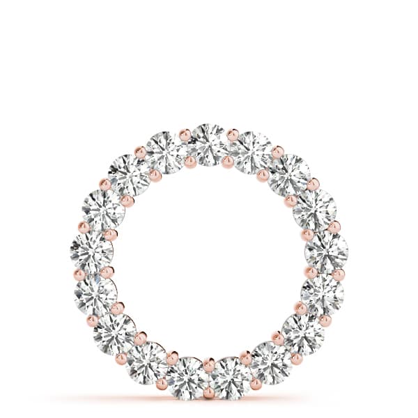 Shared Prong Circle Pendant (3.96 ct. tw.), On hand view in rose gold