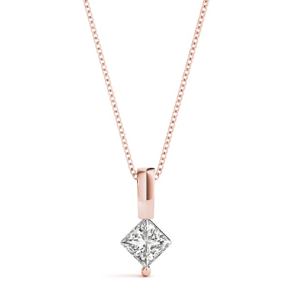 Solitaire Pendant (6 ct. tw.), Front view in rose gold