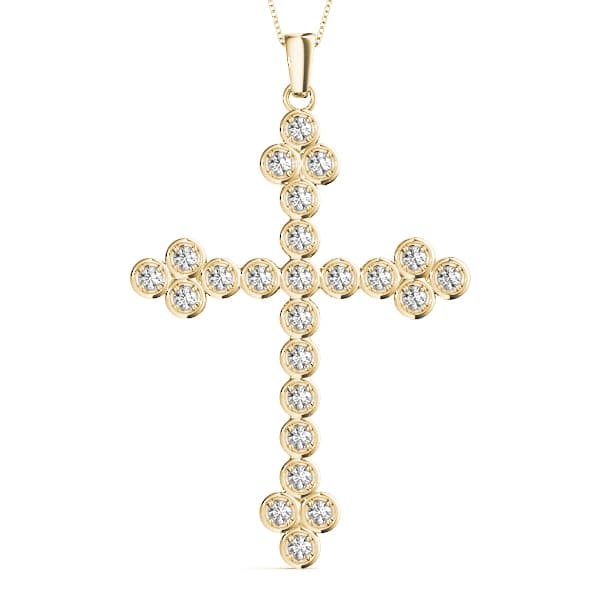 Religious Cross Pendant (1/4 ct. tw.), Front view in yellow gold