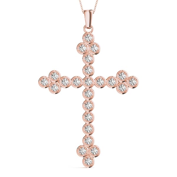 Religious Cross Pendant (1/4 ct. tw.), Front view in rose gold
