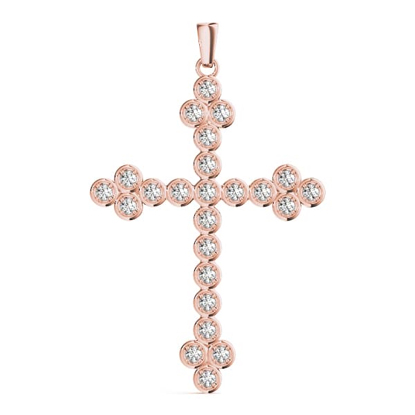 Religious Cross Pendant (1/4 ct. tw.), On hand view in rose gold