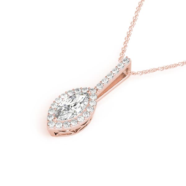 Marquise Halo Pendant (0.2 ct. tw.), Side view in rose gold
