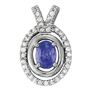 Oval Halo Pendant — White Gold