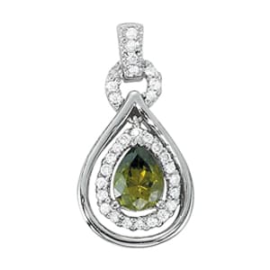Halo Pear Pendant — White Gold
