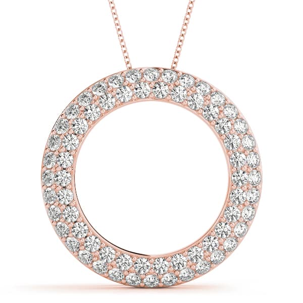 Double Row Pavé Circle Pendant (1/2 ct. tw.), Front view in rose gold