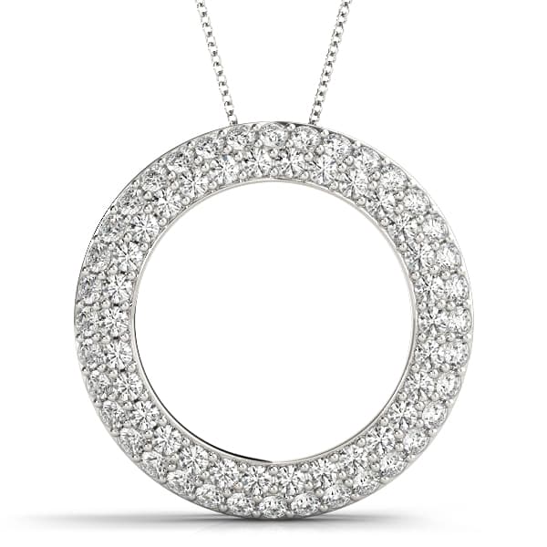 Double Row Pavé Circle Pendant — 1/4 CT — View 1