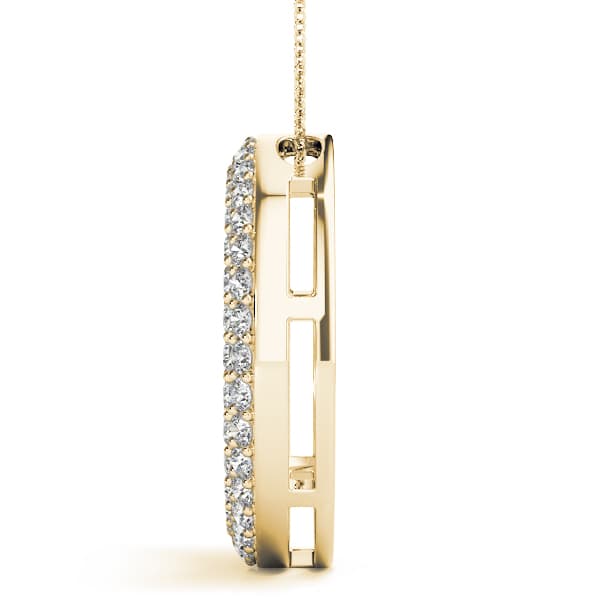 Double Row Pavé Circle Pendant (1/4 ct. tw.), Side view in yellow gold
