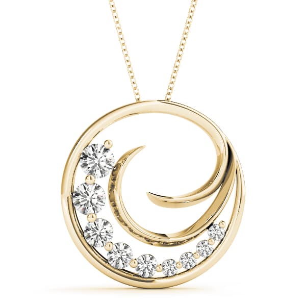Journey Round Pendant (1/2 ct. tw.), Front view in yellow gold