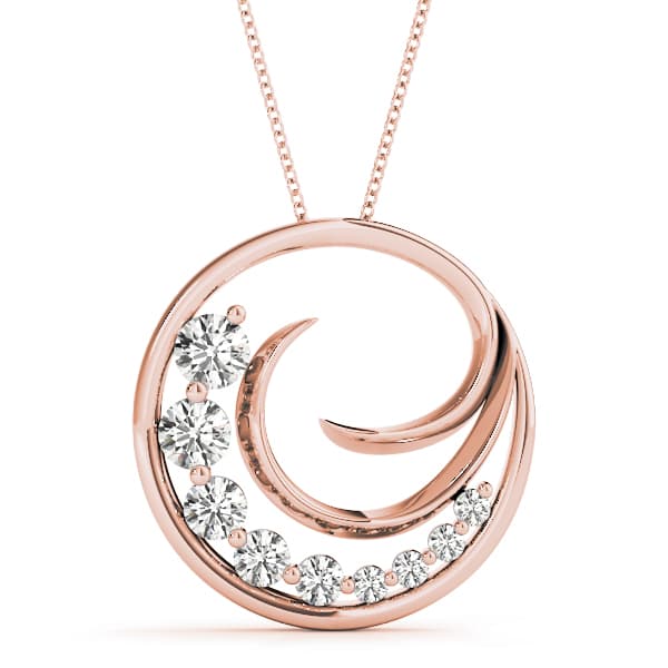 Journey Round Pendant (1/2 ct. tw.), Front view in rose gold